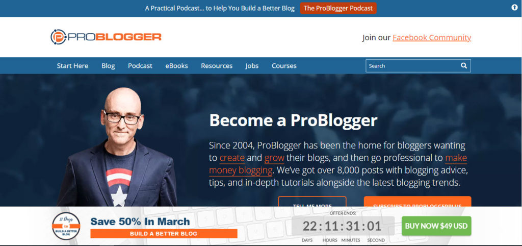 ProBlogger blog in How to make money blog niche