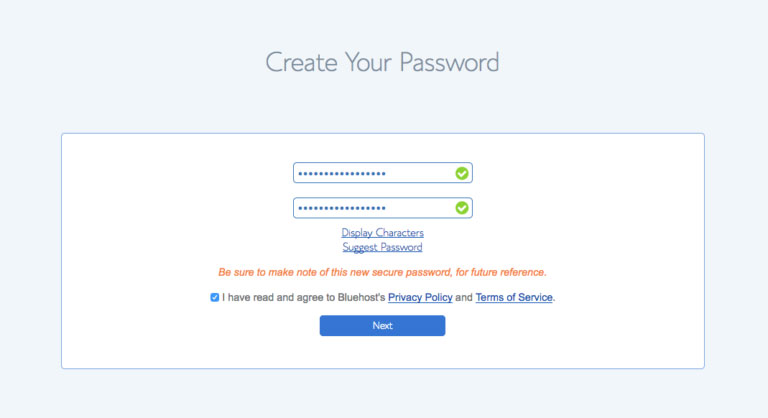 Create your password